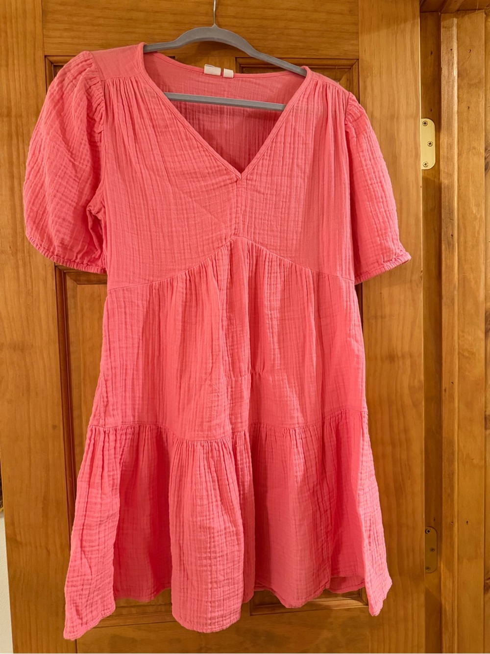 GAP Coral Pink Tiered V-Neck Mini Dress